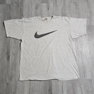 Vintage 90s Nike Swoosh Big Logo Tee Gray Size XL